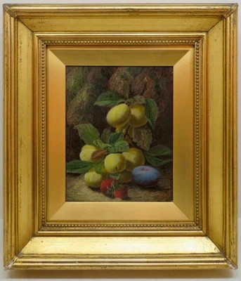 Oliver Clare (1853-1927) Antigua pintura al óleo inglesa bodegón de fruta FIRMADA Foto 1 de 4