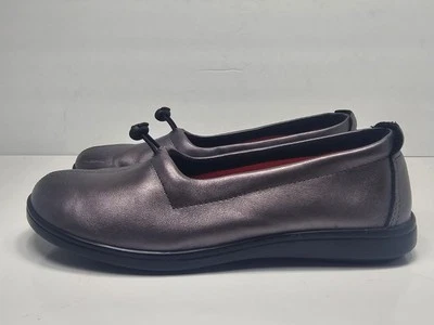 SAS Funk женщин размер 9 металлический серый кожаный скольжения на туфли олова серебро mary - Изображение 1 из 4