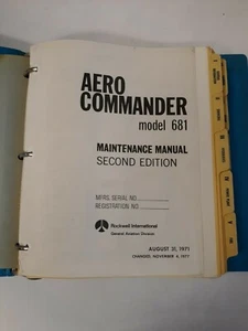 Aero Commander 681 Manual de Mantenimiento Noviembre 1977 Original - Imagen 1 de 12