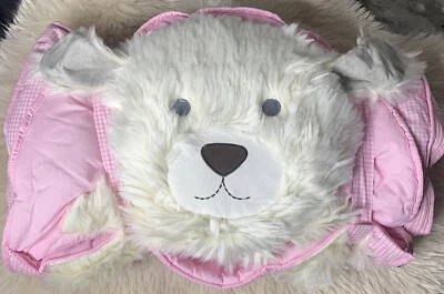 Saco de dormir Pottery Barn blanco cabeza peluda cachorro perro rosa mono “OLIVIA” NUEVO CON ETIQUETAS Foto 1 de 4