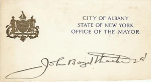 CARTOLINA JOHN BOYD THACHER II firmata anni '30 ALBANY NY MAYOR autentica con certificato di autenticità UACC RD - Foto 1 di 1