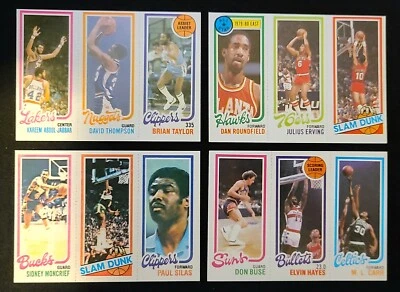 1980 Topps Baloncesto Lote de 4 JABBAR, ERVING, MONCRIEF, SILAS, HAYES HOFers! Foto 1 de 4