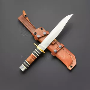 Rare!! Custom Handmade Artemis Huntsman Tactical Bowie Knife Leather & Micarta - Picture 1 of 4