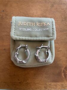 JUDITH RIPKA Sterling Silver Twist Rope Earrings Omega Back Pierced Ears