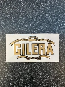 Gilera - 2x vinyl self adhesive decal 130x70mm (Gold & Black outline on clear) - Picture 1 of 1