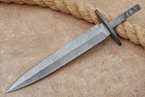 CUSTOM HAND FORGED DAMASCUS Guard Blank Blade Rat Tail Hidden Tang Dagger Knife - Picture 1 of 5