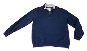 St. John's Bay VTG Sweatshirt Men's Med Dark Blue 1/4 Zip Quality Weight Stitch - Picture 1 of 9