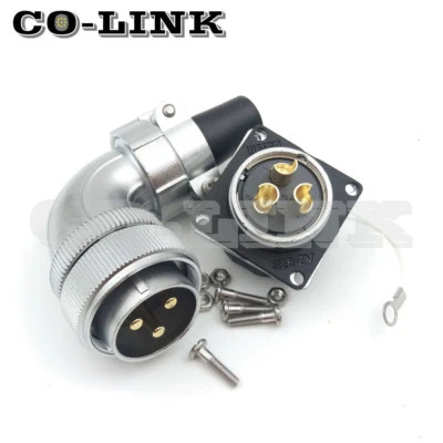 WS28 3Pin 50A Waterproof Power Connector,Aviation Right Angle Bulkhead Connector - Image 1 of 4