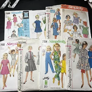 Vintage 60s 70s Girls Mod Sewing Patterns Lot Dress Coat Skirt Top Romper 12 - Picture 1 of 17
