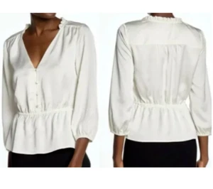 J. Crew Size 10 Style AC668 Ivory V-Neck Peplum Top NWT - Picture 1 of 5