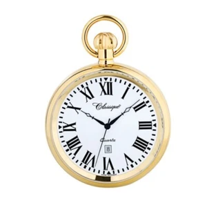 Gold Plated Stainless Steel Pocket Watch Open Dial By CLASSIQUE - Picture 1 of 1
