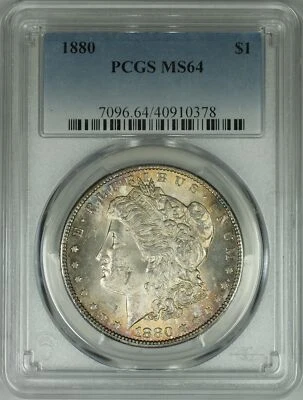 1880 Morgan Silver Dollar S$1 PCGS MS-64 Great Toning Toned (33A) - Image 1 of 2