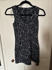 MISS SELFRIDGE Petite Ladies Black White Stretch Skort Short Playsuit Size 4 - Picture 1 of 11