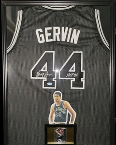 George Gervin Autographed Framed Jersey (PSA) - Picture 1 of 1