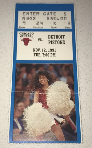 11/12/91 Detroit Pistons Chicago Bulls NBA Ticket Stub Jordan Thomas Dumars Cover