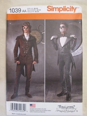 Simplicity 1039 Mens 38-44 Steampunk Arkivestry Skellington Costume Pattern UC - Image 1 of 2