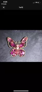 Broche prendedor mariposa vintage Juliana dorado rosa fucsia espalda abierta - Imagen 1 de 5