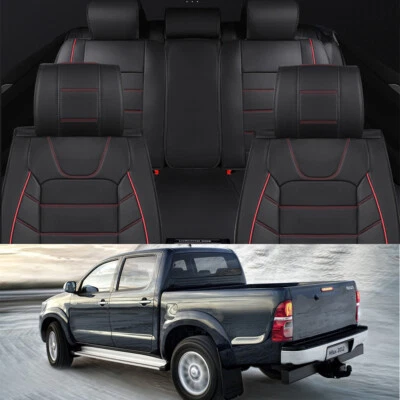 Juego completo de fundas de asiento de coche delanteras traseras para Toyota Hilux de cuero PU Foto 1 de 4