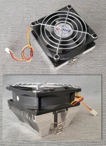 Rétro ALU CPU Refroidisseur Socket 7 + Ventilateur Titane TFD-8025H 12C 3 Broches pour PC Vintage - Photo 1/13