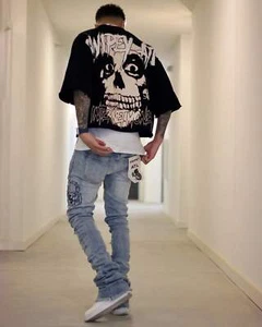 Y2K Vintage Gothic Skull Graphic T-Shirt – Oversized Casual Pure Cotton Tee for - Picture 1 of 39