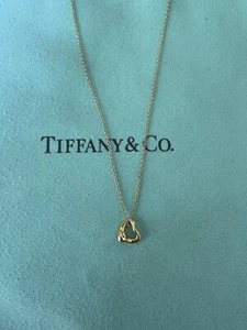 Tiffany & Co. 18k Yellow Gold Elsa peretti Open Heart Pendant Necklace 17 Inches - Picture 1 of 10