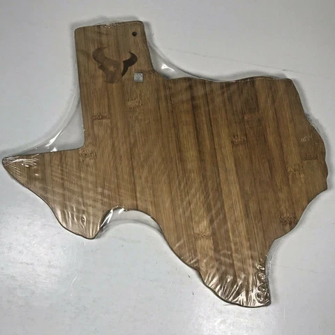 Houston Texans Texas Shaped Wood Cutting Cheese Board Ticket Holder Gift NFL Cover