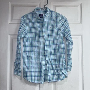 Vineyard Vines Boys Whale Shirt M (12-14) Long Sleeve Plaid Button Down Cotton - Picture 1 of 3