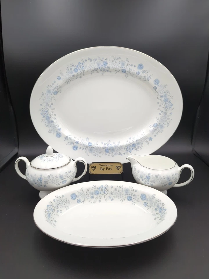 Wedgwood Belle Fluer Juego de 5 porciones 14 1/8" Plato 10" Tazón ovalado Azúcar y Crm Foto 1 de 4