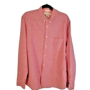 H&M Hemd Herren Leinenmischung große Knopfleiste Langarm rot weiß Arbeitskleidung - Bild 1 von 10