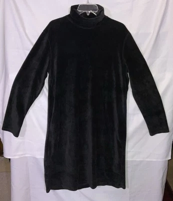 Vtg 90s White Stag Black Stretch Corduroy Dress Long Sleeve Turtleneck Women’s L - Image 1 of 4