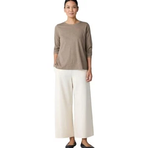 Eileen Fisher Wolle Seide Kaschmir hellbraun 3/4 lange Ärmel leichter Pullover Medium - Bild 1 von 6
