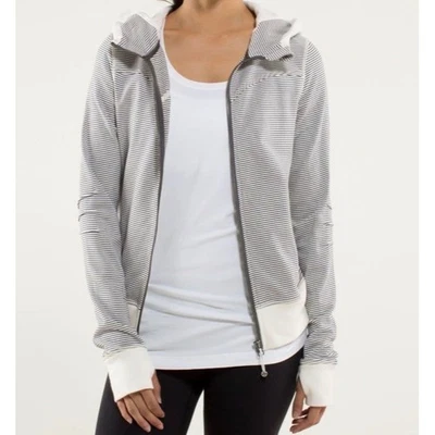 Sudadera con Capucha a Rayas Lululemon Cremallera Completa Atlética Informal Para Mujer Talla XS Foto 1 de 3