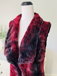 MOTTO Size 12 Women’s Faux Fur Open Vest Jacket Red Black Made In Aus Winter - Bild 1 von 11
