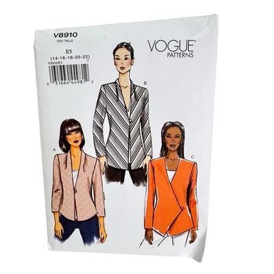 Vogue V8910 Misses Lined Jackets Sewing Pattern 14 16 18 20 22 UNCUT FF - Image 1 of 4