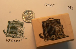 P32 Vintage Photo Camera-WM rubber stamp 1x1" miniature - Picture 1 of 2