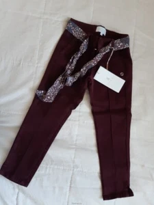 NWT GUCCI kids girl Burgundy & flower pattern strap cotton pants SIZE 5 - Picture 1 of 5