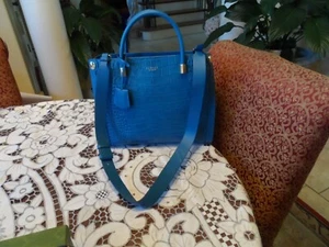 Nuevo bolso/hombro Radley London azul claro cocodrilo embosado de cuero - Imagen 1 de 24