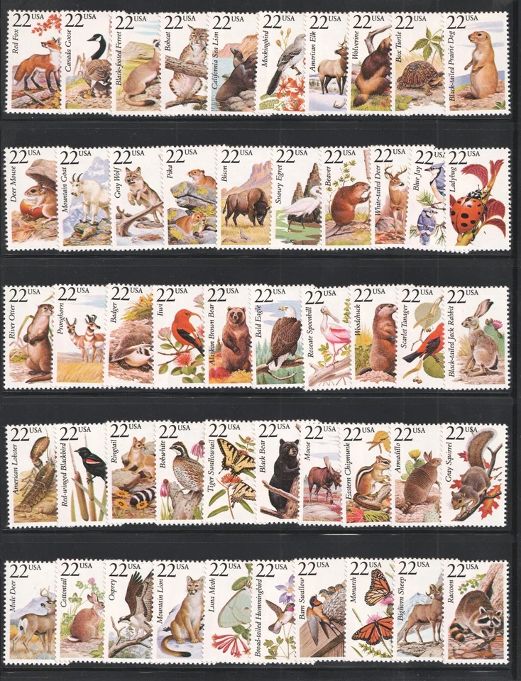 1987 Scott #2286-2335 - 22¢ - NORTH AMERICAN WILDLIFE- 50 Singles - MNH Full Set - Image 1 of 1