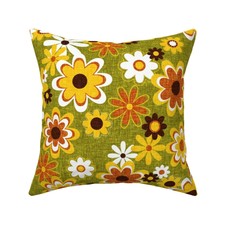 Retro Summer Flower Disco Power Throw Pillow Cover w Optional Insert by Roostery