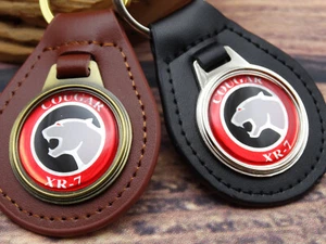 NEW RARE VINTAGE MERCURY COUGAR XR-7 CAR GENUINE Leather Key Chain Ring Fob NOS - Foto 1 di 7