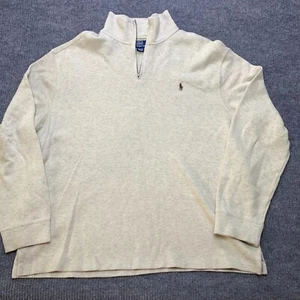 Polo by Ralph Lauren Sweater Men's Cream XXL Ivory Pony  1/4 Zip Office  - Picture 1 of 13