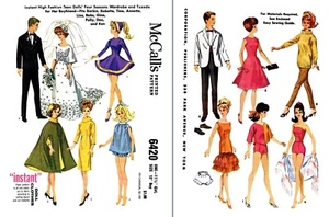 McCall's 6420 BARBIE & KEN Pattern Fashion Doll Sewing and Knitting - Picture 1 of 6