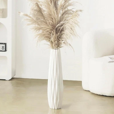 White Tall Floor Vase, 24" Tall Ceramic Vase Decorative Large Vases for Living R - Image 1 of 4