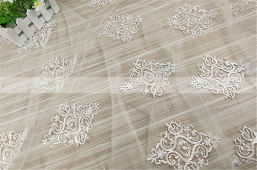 OFF WHITE Costume abito da sposa pizzo orlo bianco sporco abito da sera ballo fai da te tessuto 1 anno