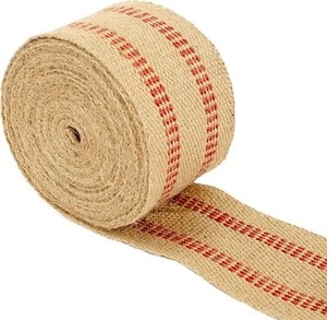 Chair Webbing 3.5" Upholstery Webbing 10 Yards Jute Ribbon Red Line Crochet Webb - Picture 1 of 3