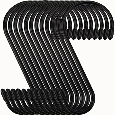 12 Pack 6 Inch Heavy Duty S Hooks, Large S Hooks for Hanging Plants, Vinyl Coate - Image 1 of 4