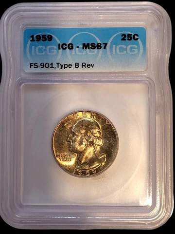 1959 Washington Quarter - ICG MS67 - FS-901, Type B Reverse !! Cover
