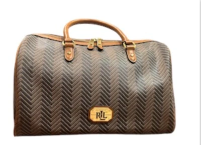 Cartera de colección Lauren Ralph Lauren Blackwell Barrel Chevron COMO ESTÁ Foto 1 de 4