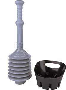 JS Jackson Supplies Grey Bellows Accordion Toilet Plunger w/ Black Storage 13360 - Picture 1 of 11