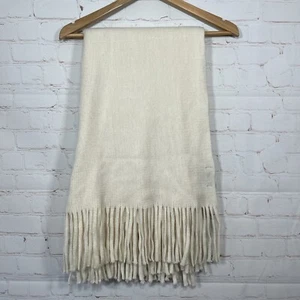 Steve Madden Scarf Ivory Rectangle Fringe Shawl Wrap One Size - Picture 1 of 5